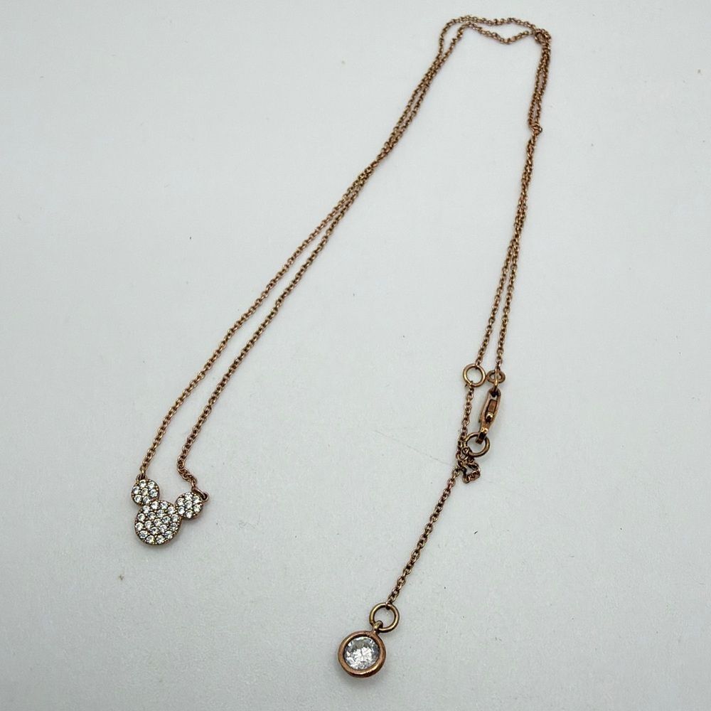 16" Authentic Disney Mickey Mouse Icon necklace by Crislu in 18k rose gold, 925!